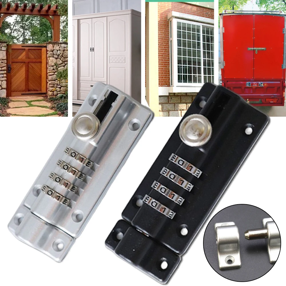 

Door Bolt Lock Sliding Combination Code Resettable For Gate Shed Garage Cabinet Safety White Black for Vertical Horizontal Door
