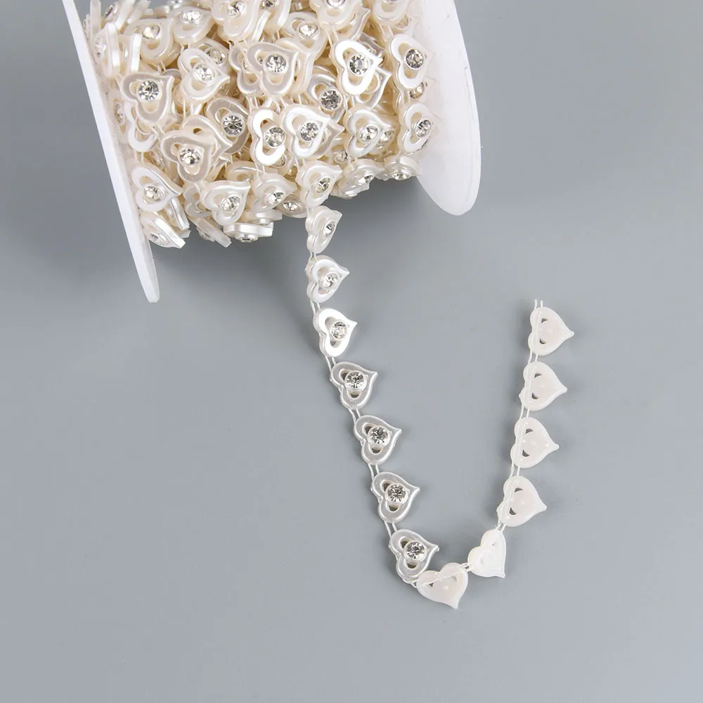 Лента кружевная с искусственным жемчугом Ширина 13 мм 1 ярд