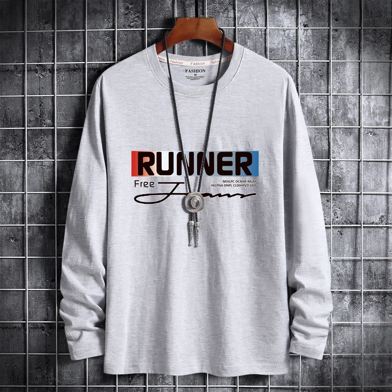 

Plus Size Long-Sleeve T-Shirts Men's Print Cotton Tees O-Neck Thin Tshirts 4XL 5XL 6XL Autumn And Winter