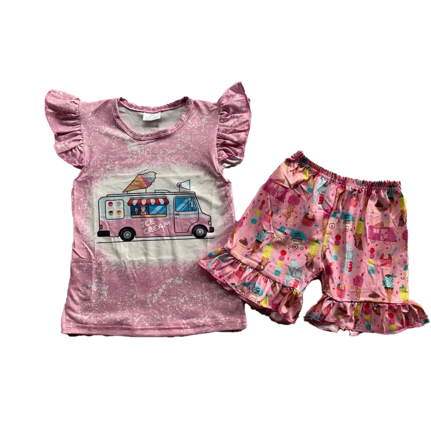 

Wholesale Summer Kids Back To School Clothing Boutique Outfits Cartoon School Bus Girl Shorts Sets