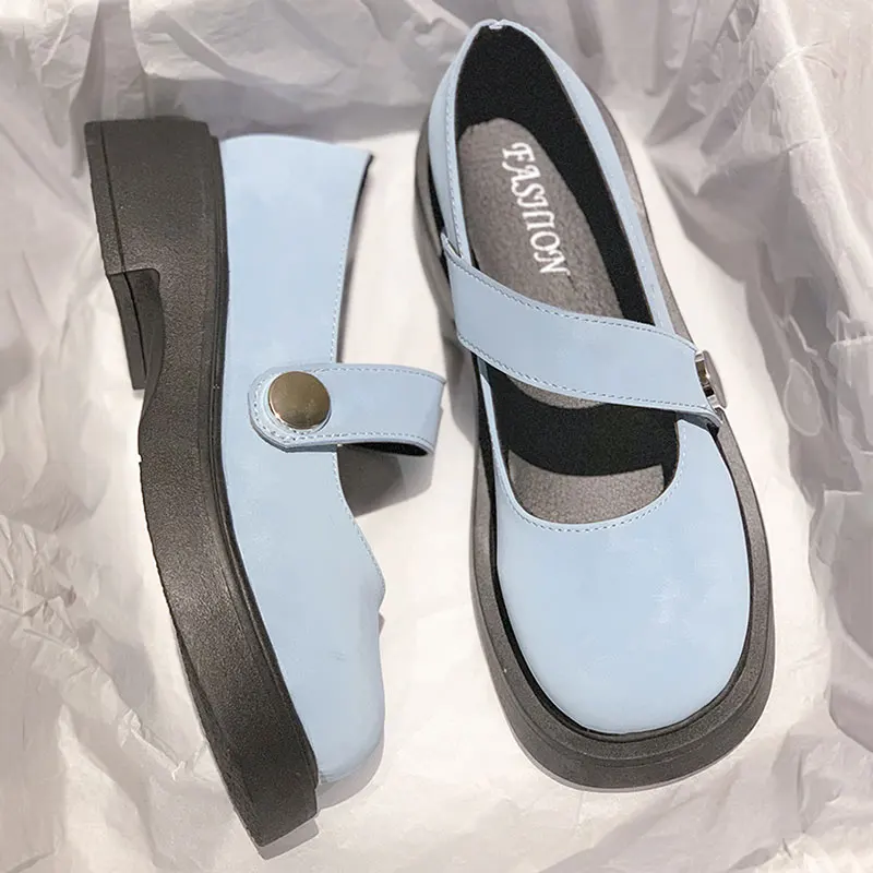 

Women's Shoes Leather Shoes Pumps Spring 2022 New Round Toe Thick Heel Thick Bottom Non-slip Fashion Retro Mary Jane