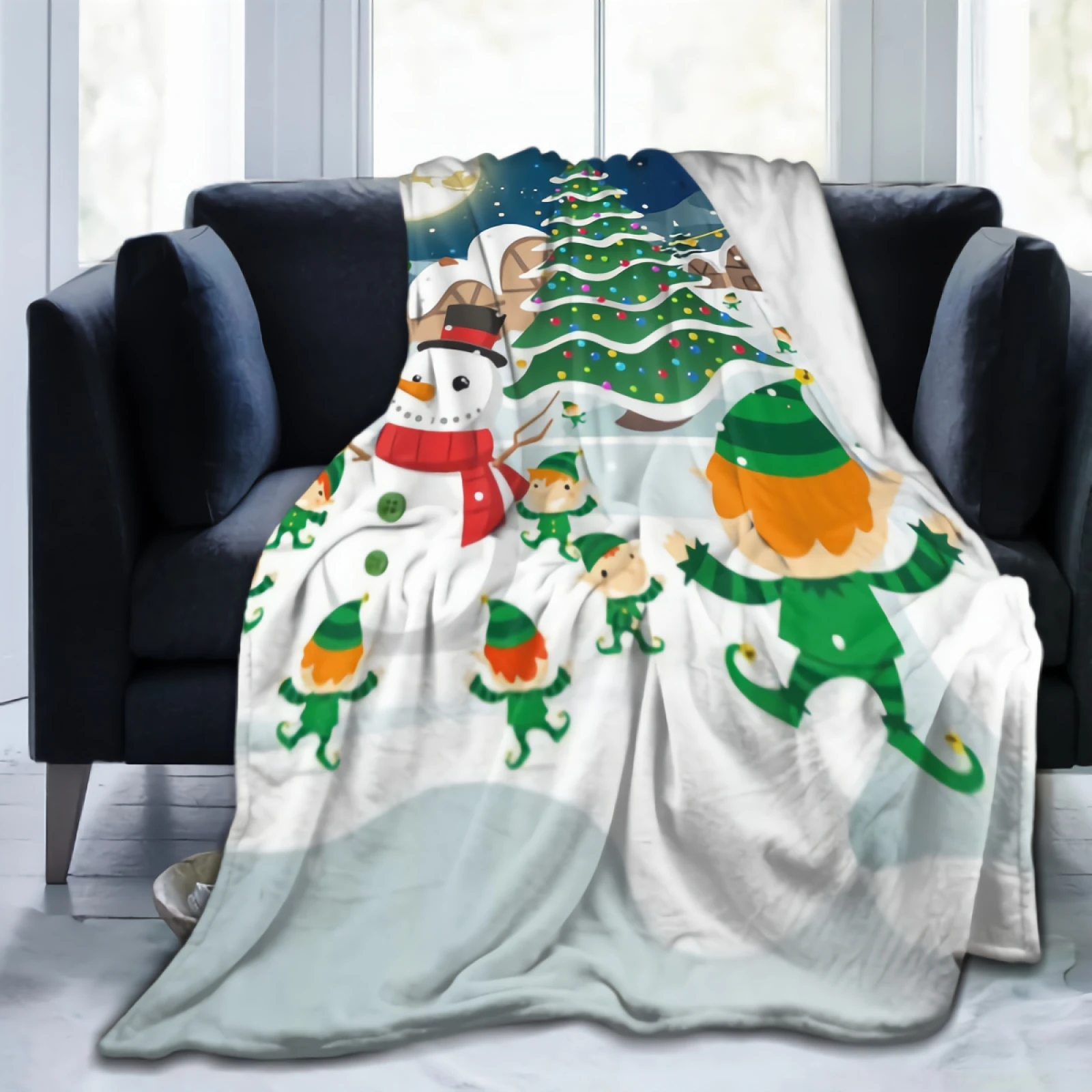

Christmas Night Throw Blanket Couch Sofa Candy Cane Blanket Super Soft Fuzzy Warm Cozy Flannel Fleece Bed Blanket Lightweight