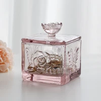 glass jewelry jar rose crystal cosmetics cotton swabs candy box candle holder exquisite household lid storage bottle home decor