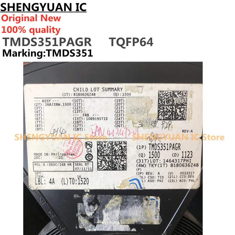 Два-десять штук/лот TMDS351PAGR TMDS351 TMDS351PAG TQFP64 Аналоговый переключатель мультиплексоров DVI/HDMI 100% новый импортированный оригинальный качественный товар.