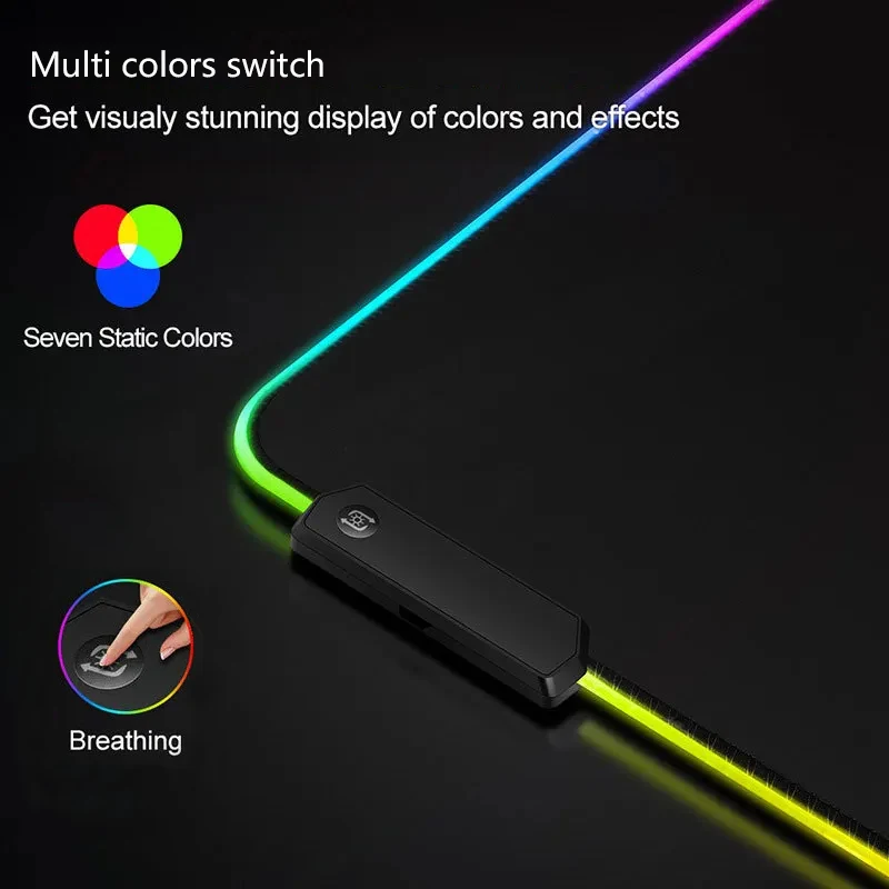 Игровой коврик для мыши RGB LED Glow суперразмерный настольный из натурального