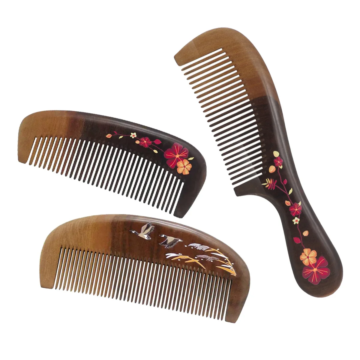 

Natural Painted Lacquer Art Comb Hair Care Fine Tooth Straight Hair Anti-static Hair Loss Wooden Comb Portable Home Durable