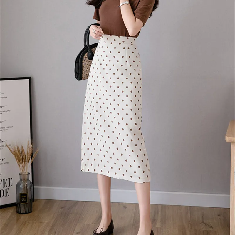 

Spring Autumn Dot Mid-length Skirt Female 2022 New Dot Midi Skirt Sexy Hip High Waist Straight Skirt for Young Women RXHBSQ800