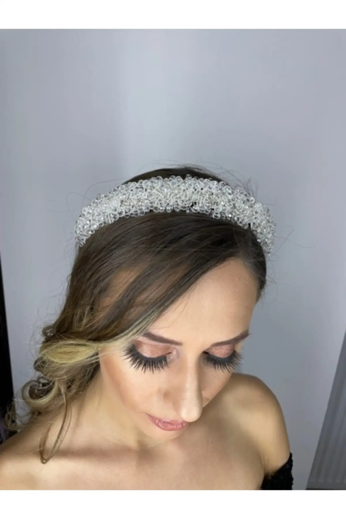 

Bridal Accessories Crystal Beaded Transparent Crown Bridal Tiara Wedding Handmade For Bride And Bride