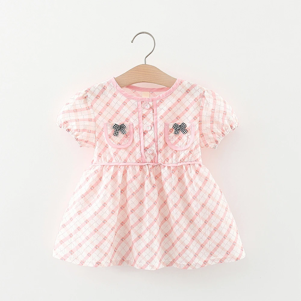 

Menoea/летнее платье с бантом для маленьких девочек; Детское платье принцессы с короткими рукавами; Одежда для малышей; Клетчатые платья с прин...