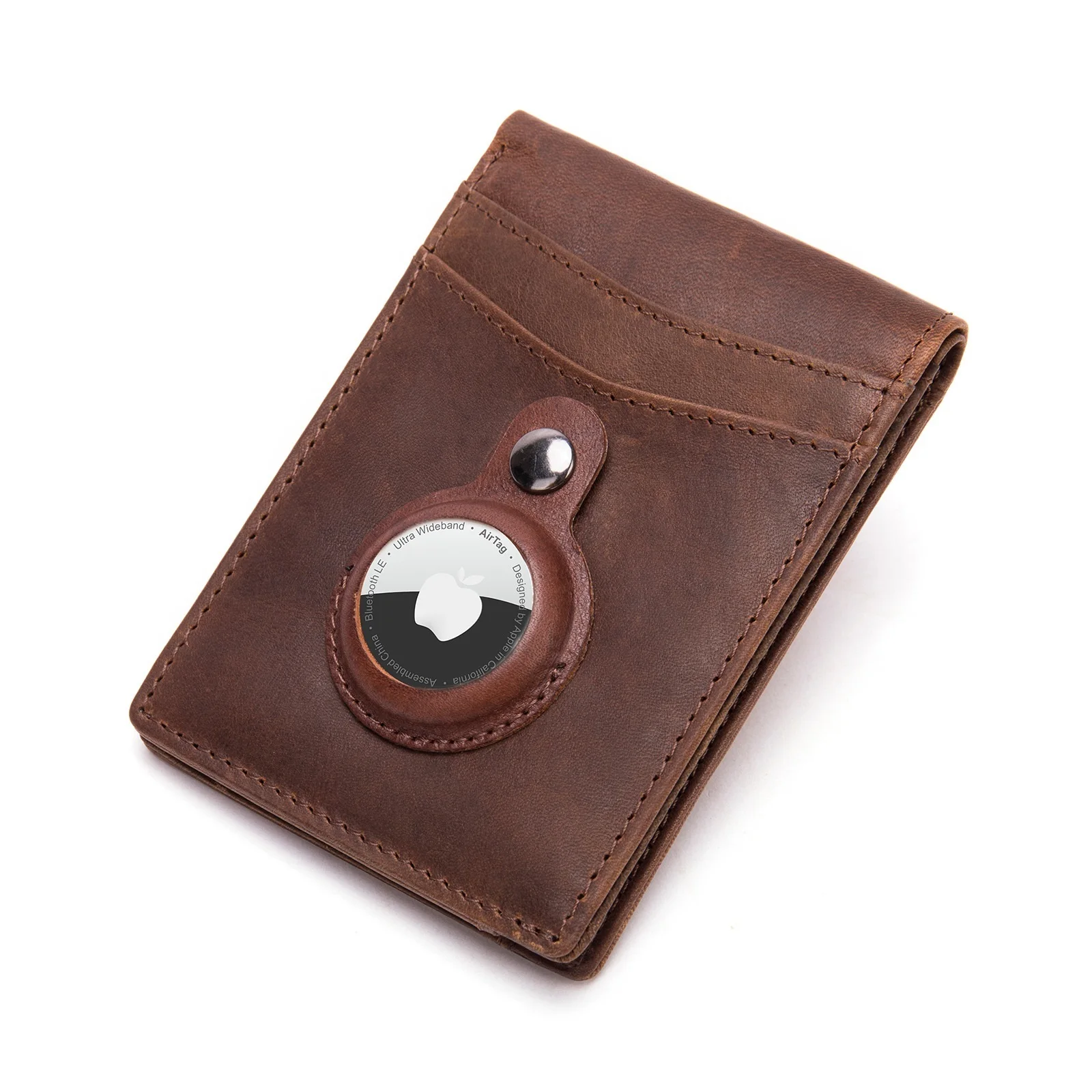 

RFID Blocking Men's Location Tracker Wallet Man Purse Cow Genuine Leather Wallet Male Handmade Billfold Coin Purse Short Wallet