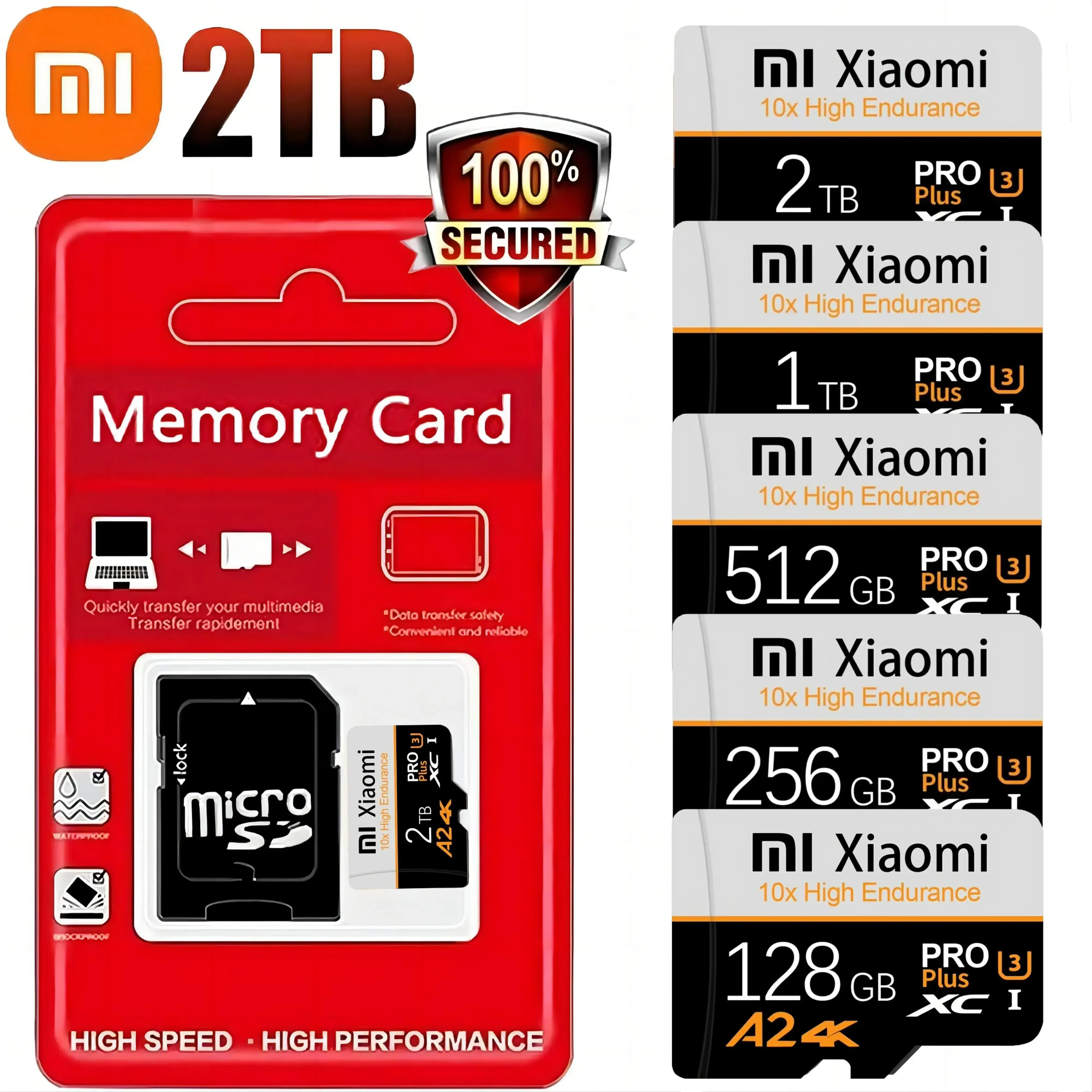 Фото Стабильная карта памяти Xiaomi 2 ТБ, TF-карты, Micro TF, SD-карты, 1 ТБ, скорость 512 ГБ, A2, 256 ГБ, V60 для Android / мобильных устройств / камер №1