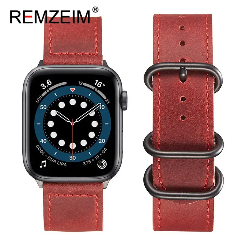 

Genuine Leather Strap for Apple Watch Band 44mm 40mm 38mm 42mm Watchband Bracelet Belt for Iwatch Series 7 SE 6 5 4 3 45mm 41mm