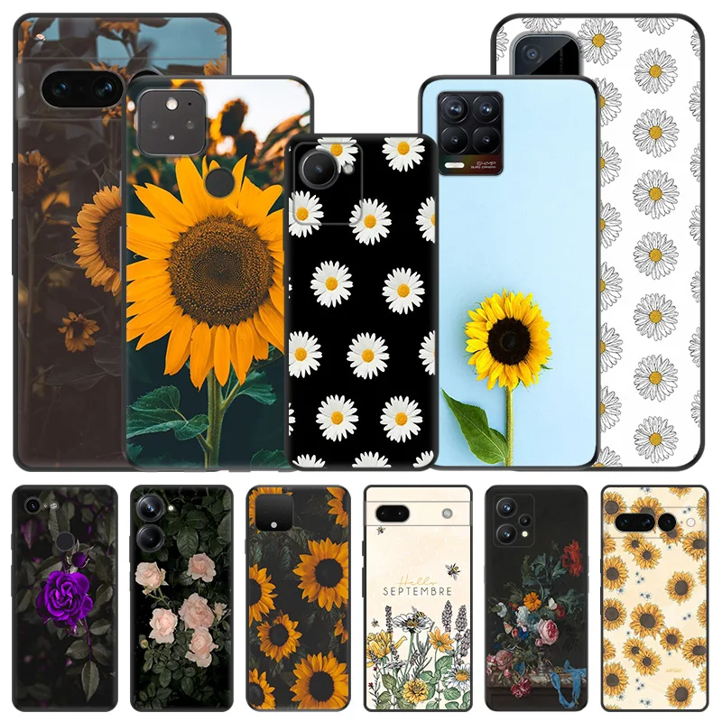 Мягкие чехлы для телефонов Pixel 8a 7a 6a 7 6 8 Daisy Bee Sunflower Rose Honor X8b X9b X7b 70 90 X6 X7 X8 X9A Magic5