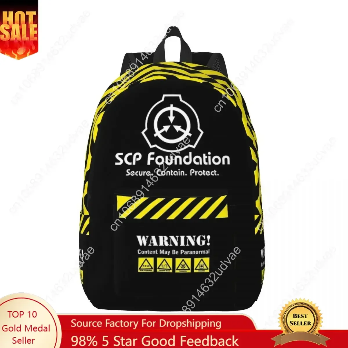 Фото Классический рюкзак SCP Foundation MTF для спорта, школы, путешествий, с изображением паранормальных явлений, для мужчин и женщин, для ноутбука, из холщовой ткани №1