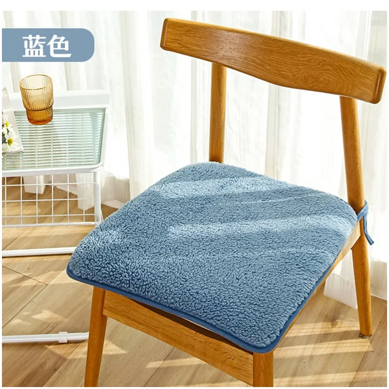 Imitation Lamb Woof Chair Seat Cushion Square Stool Cushions for Home Dining Room Office Chair Cushion Solid Color Chairs Pads