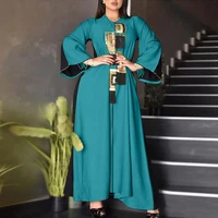 wepbel abaya ethnic style muslim dress long sleeve multi color sequin applique islamic clothing tassel womens long maxi dress
