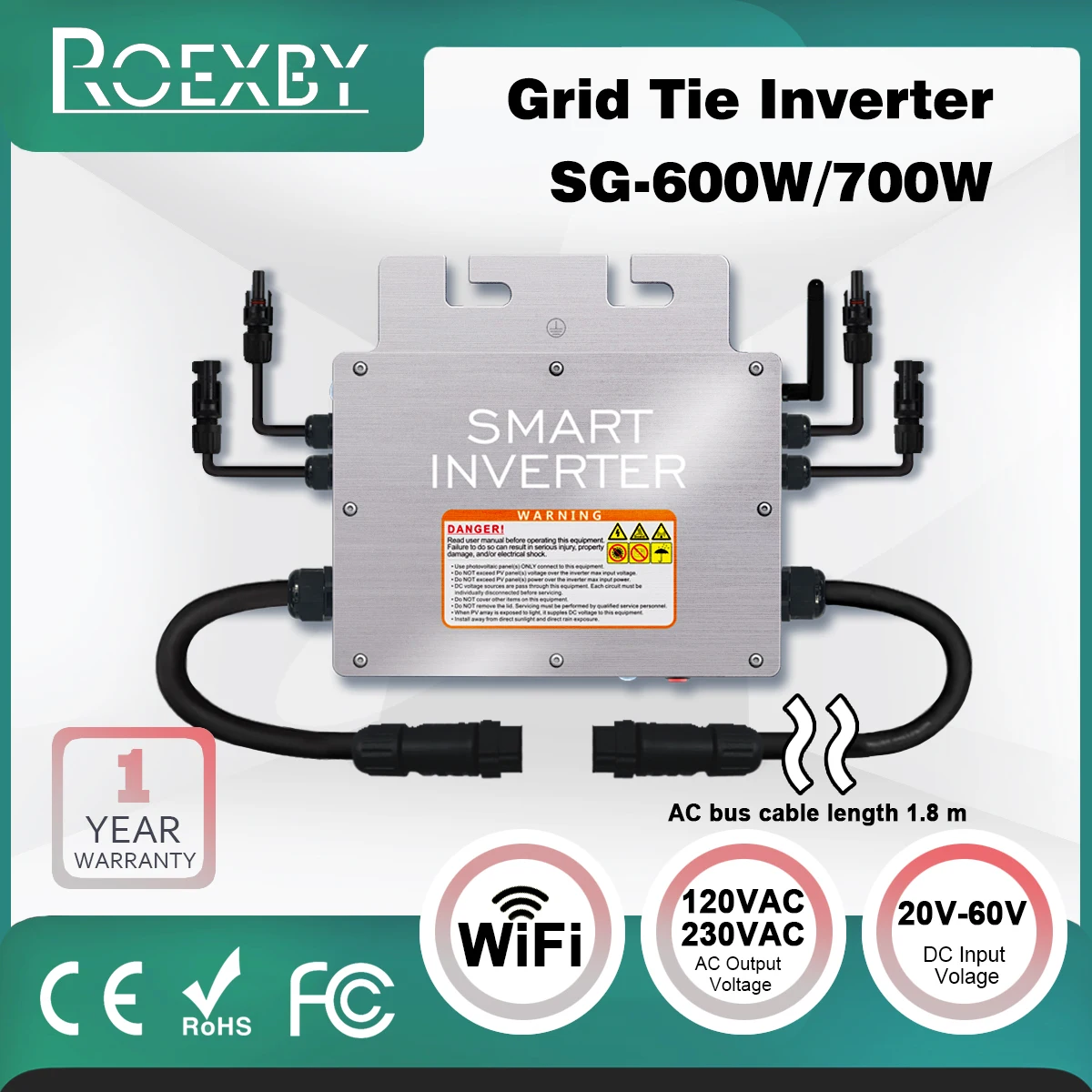 

600W 700W Solar Grid Tie Micro Inverter Waterproof Smart MPPT Stackable for 36V PV Panel Home DC28V-55V 110V 220V AC Solar Syste