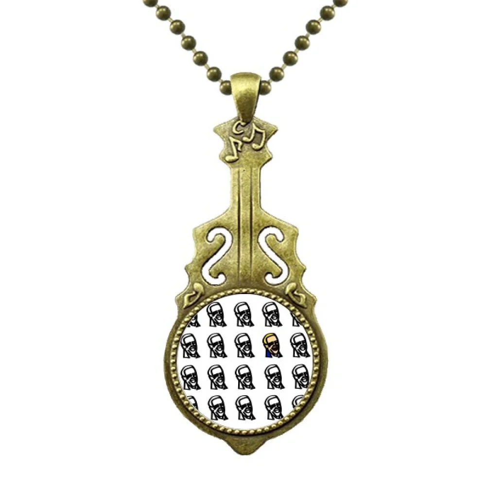 

USA President Person Joseph Colorful Repeat Necklace Antique Guitar Jewelry Music Pendant
