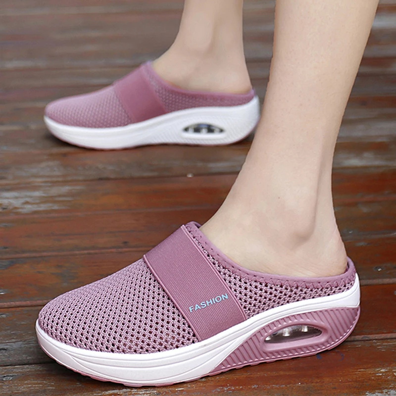 

Fashion Summer Sandals Purple Platform Slippers Comfy Casual Flip Flops Wedge Slippers Women Flats Mesh Shoes Female Slides