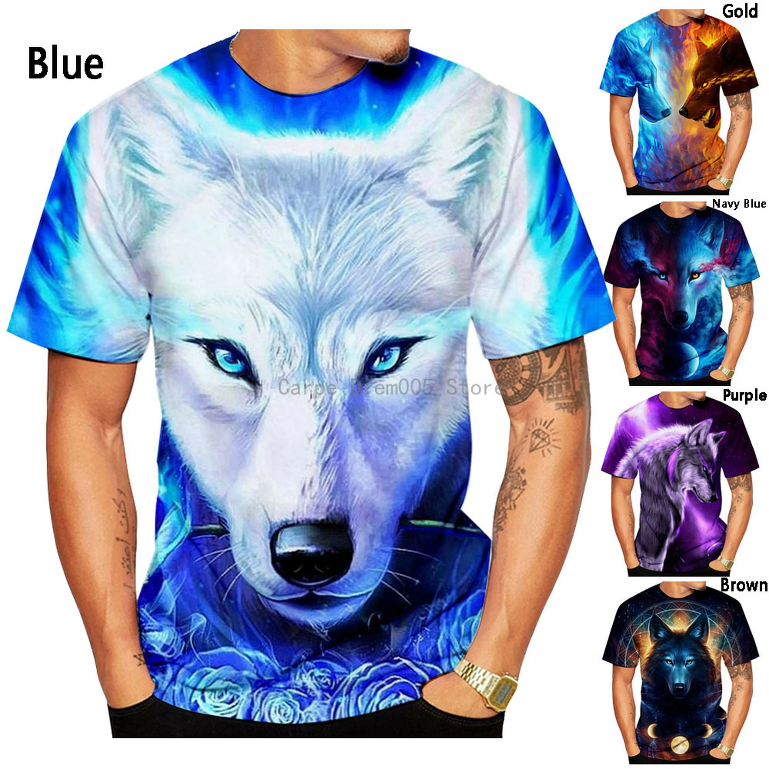 

Men's Fashion Casual 3D Printed Wolf Short Sleeve T-Shirt