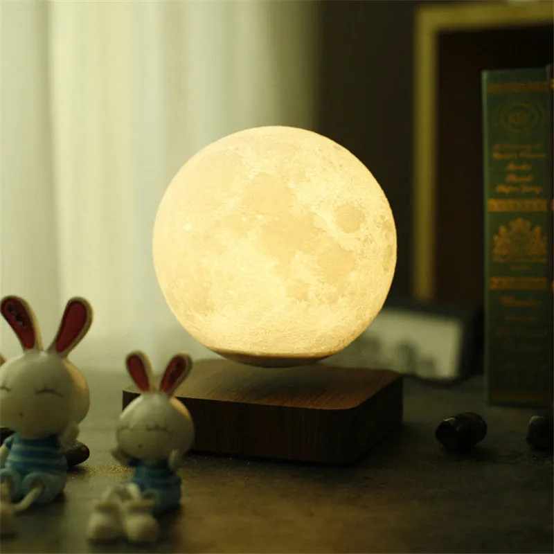 

Background Atmosphere Saturn Small Night Lamp Creative Walnut Moon Lamp Magnetic Levitation Maglev Moon Lamp Home Gift Ornaments