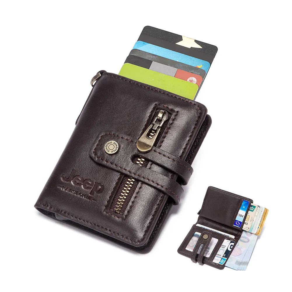 Мужской тонкий мини-кошелек из натуральной кожи с отделением для карт |