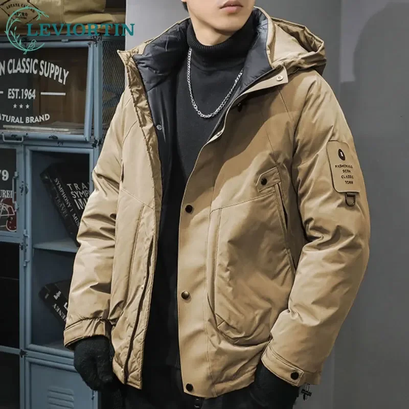 Куртка с тремя доказательствами на белом утином пуху мужская осенне-зимняя