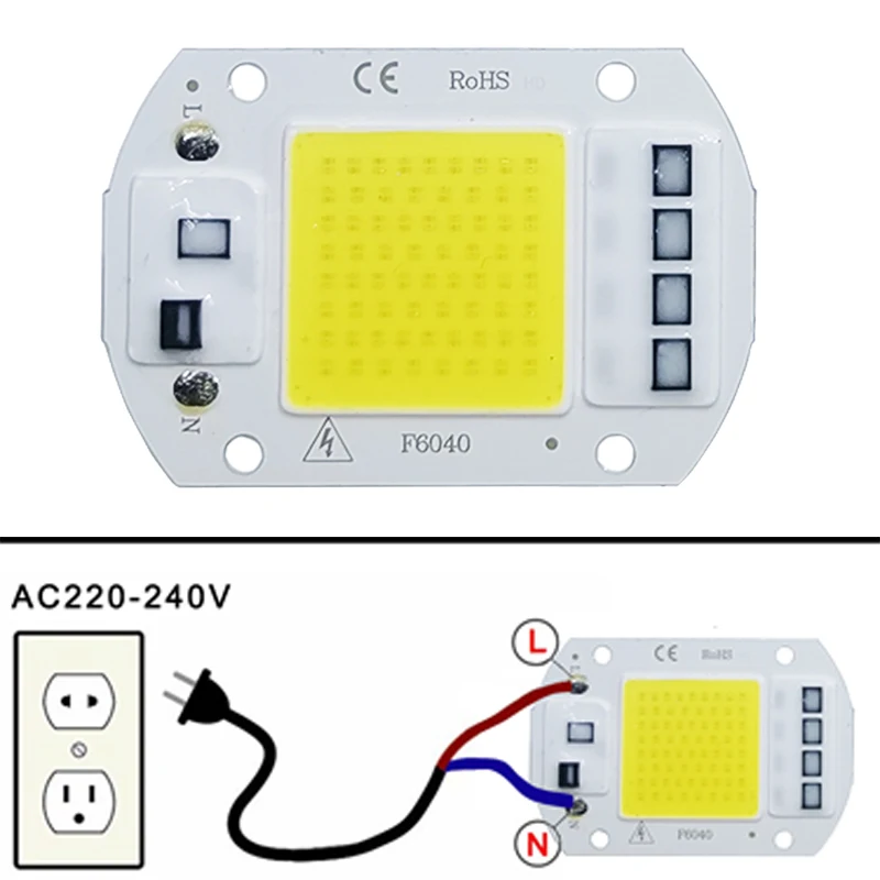 

LED COB lamp Bead 20W 30W 50W AC 220V IP65 Smart IC No Need Driver DIY Flood light Led Bulb Spotlight Outdoor Chip Lamp