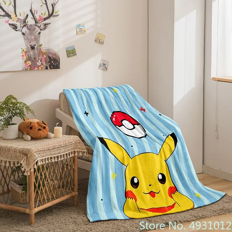 Фланелевое детское одеяло с Аниме Пикачу Покемон покрывало для кровати дивана