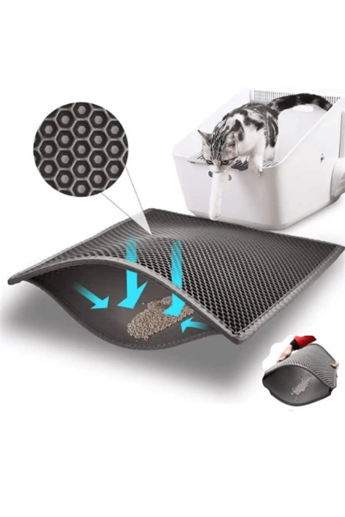 

Gray Screen Cat Toilet Fronting Mat 60x45cm Care Comfort