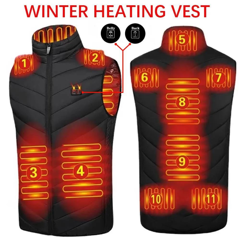 

New USB Electric Heated Vest Winter Smart Heating Jackets Men Women Thermal Heat Clothing Plus size Hunting Coat P8101C