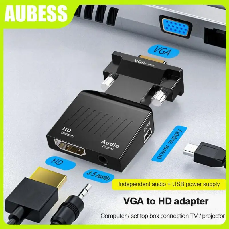 

Vga To Hd Adapter Ultra-small Portable HDMI-compatible Female To Vga Male Converter 1080p With Audio