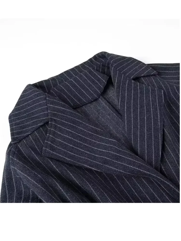 Тренчкот женский длинный в полоску винтажный Повседневный Свободный плащ на