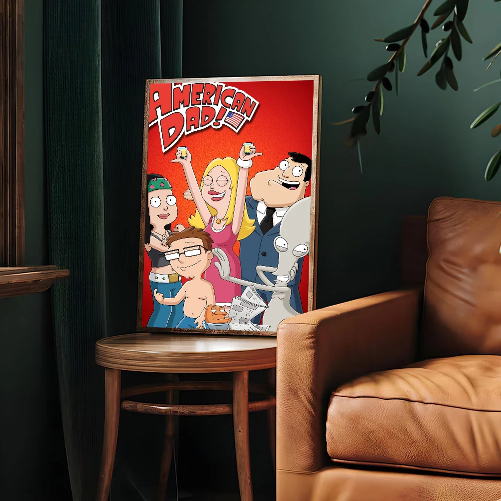 Забавный а-американский мультфильм D-Dad самоклеящийся художественный постер