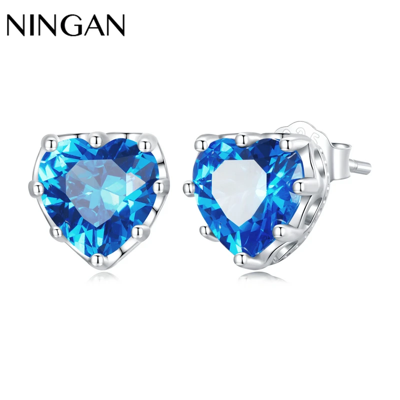 

Женские серьги-гвоздики из серебра 925 пробы с сапфирами