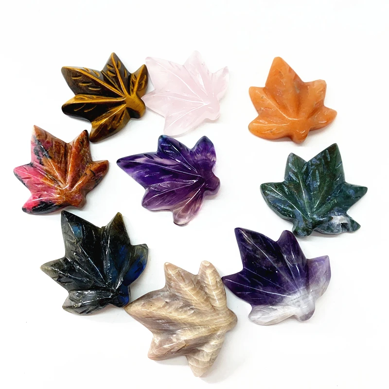 

Высококачественный натуральный хрусталь, 1 дюйм, ручная резьба, мох, агат, лист для украшения подарка