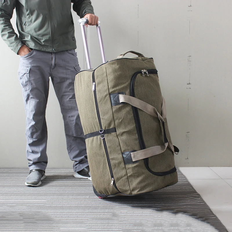 Super Large Capacity trolley travel bag International Study Abroad Long-distance luggage Lightweight Canvas Trolley Suitcase Bag