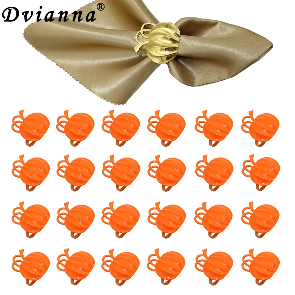 

Dvianna 24Pcs Orange Pumpkin Napkin Rings Halloween Napkin Rings Holder for Halloween Fall Thanksgiving Day Table Decor HWH06