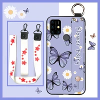 Lanyard Silicone Phone Case For UMIDIGI Power painting flowers Original Phone Holder Anti-knock
