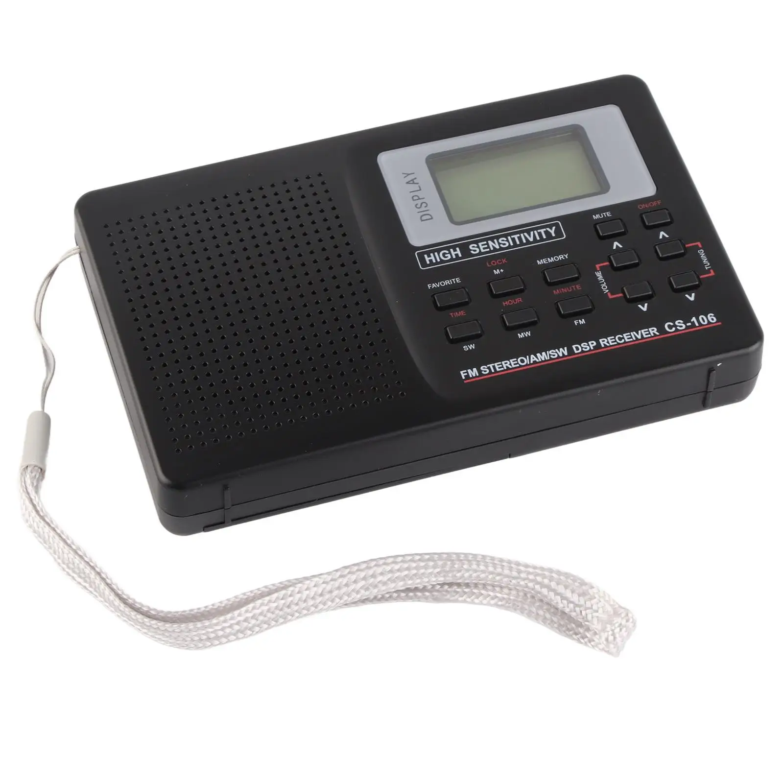 Портативный FM AM SW с часами будильником и стерео музыкальным проигрывателем