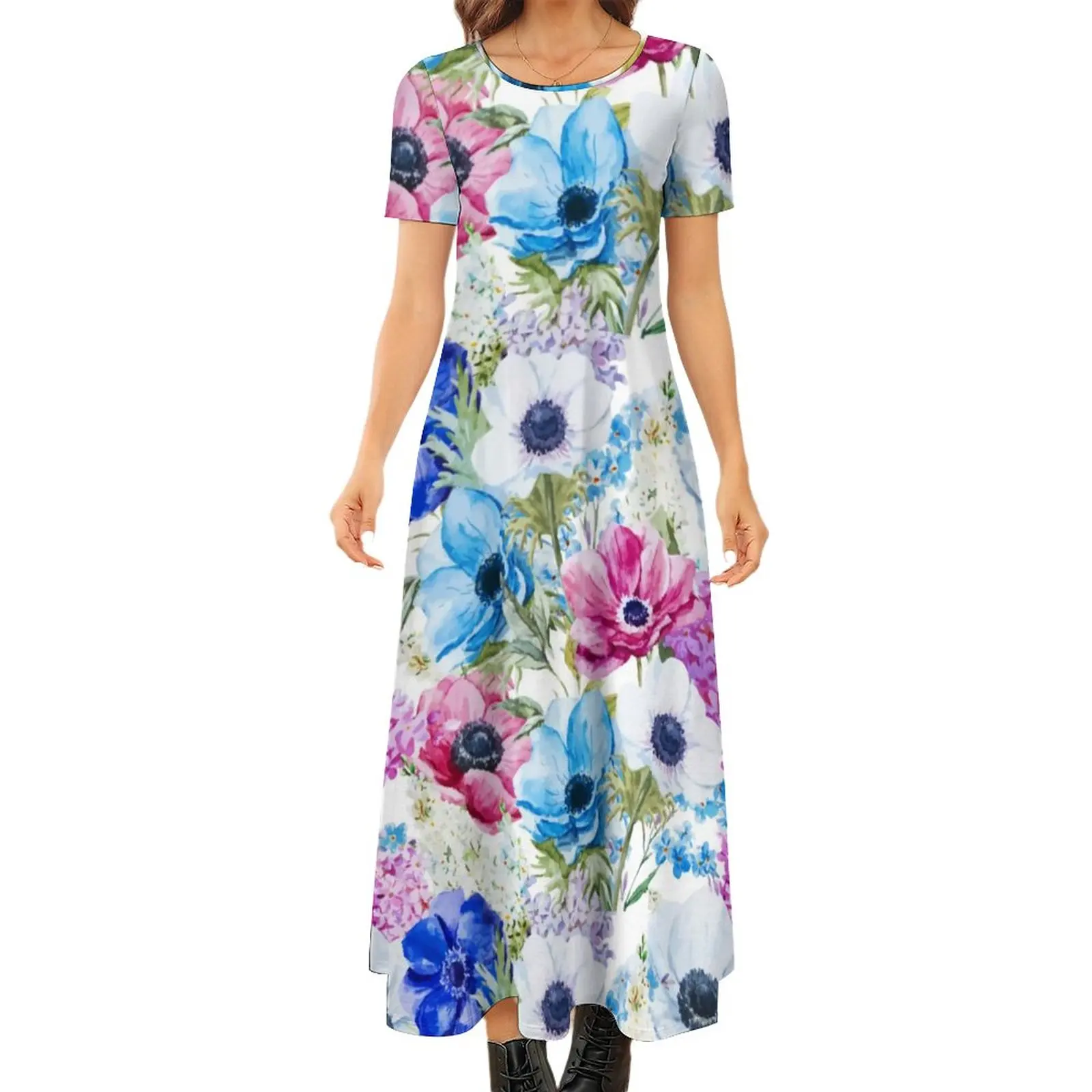 

Платье-Макси женское длинное с цветочным принтом, батальных размеров, 6XL, 7XL