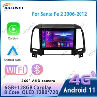 JIULUNET Car Radio Android 11 DSP Multimidia Video Player Navigation GPS For Hyundai Santa Fe 2 2006-2012 2din Head Unit Carplay