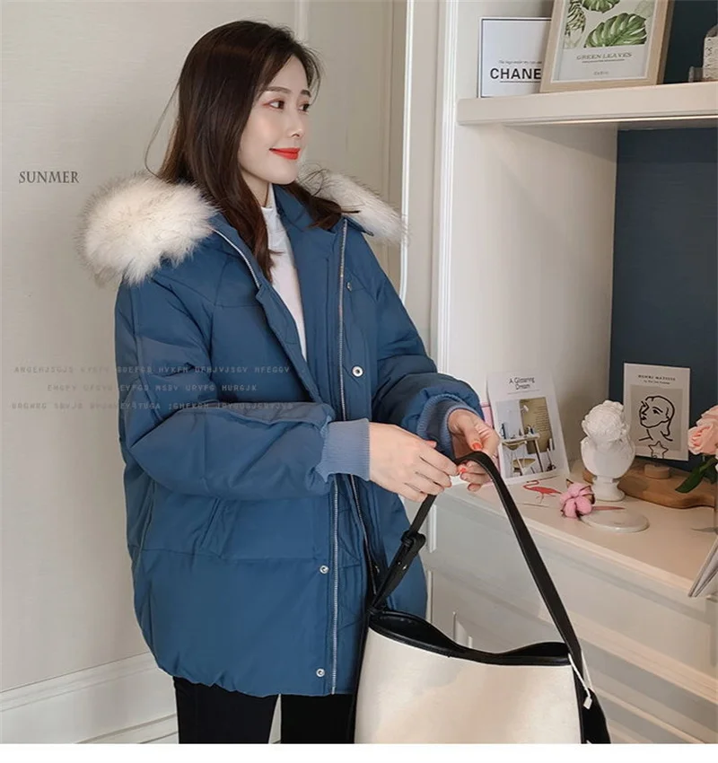

Winter Parkas Women Jacket 2022 New Fashion Fur Collar Hooded Female Jacket Thick Warm Cotton Padded Parka Casual Outwear A-165