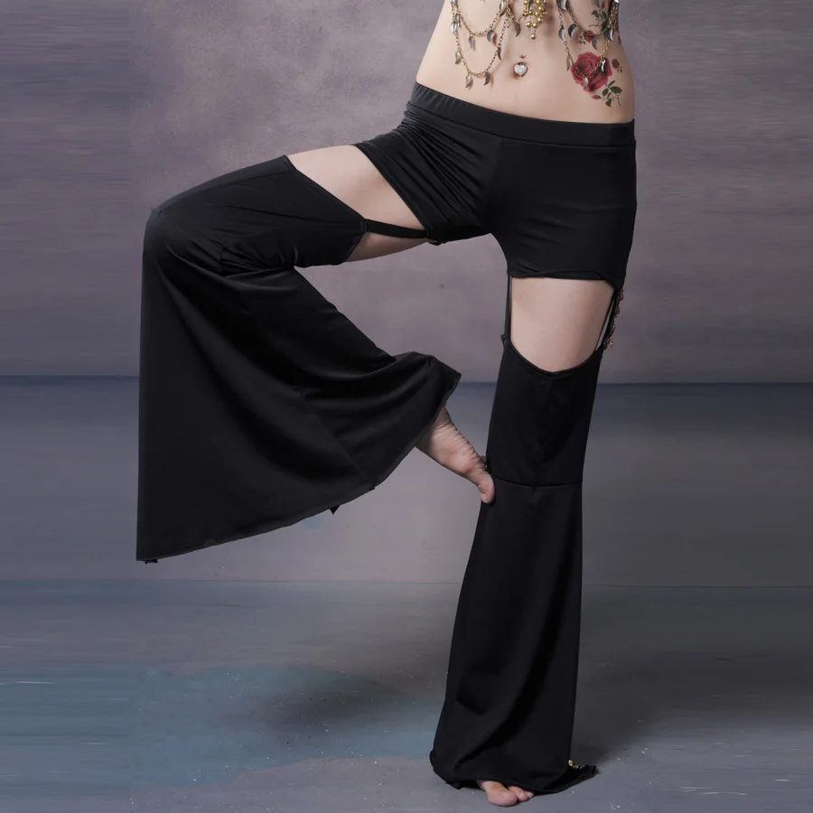 

Fashion woman Sexy Belly Dancing Pants Double Tribal Pants Performances Pants Black Colors Belly Dance Trousers Performance