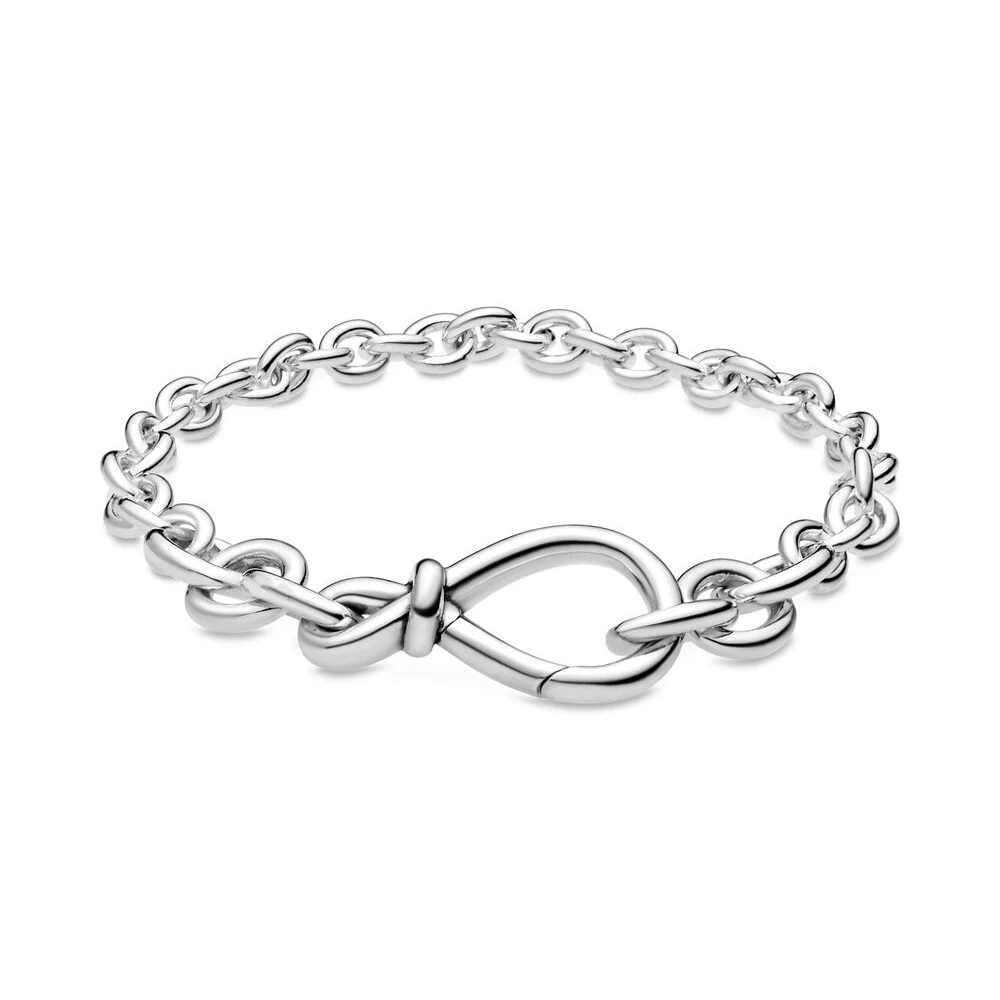 

Authentic 925 Sterling Silver Chunky Infinity Knot Fashion Chain Bracelet Fit Women Bead Charm Gift DIY Jewelry