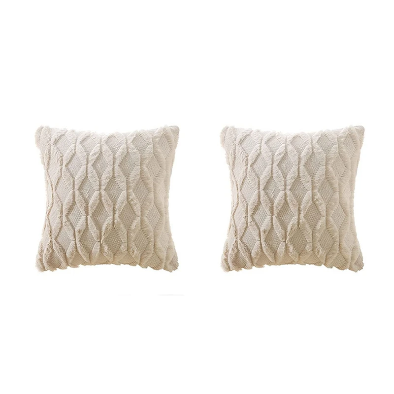 

2Pcs Throw Pillow Covers 18X18 Inches Decorative Farmhouse Velvet Couch Pillow Case Soft Plush Square Boho Pillowcase