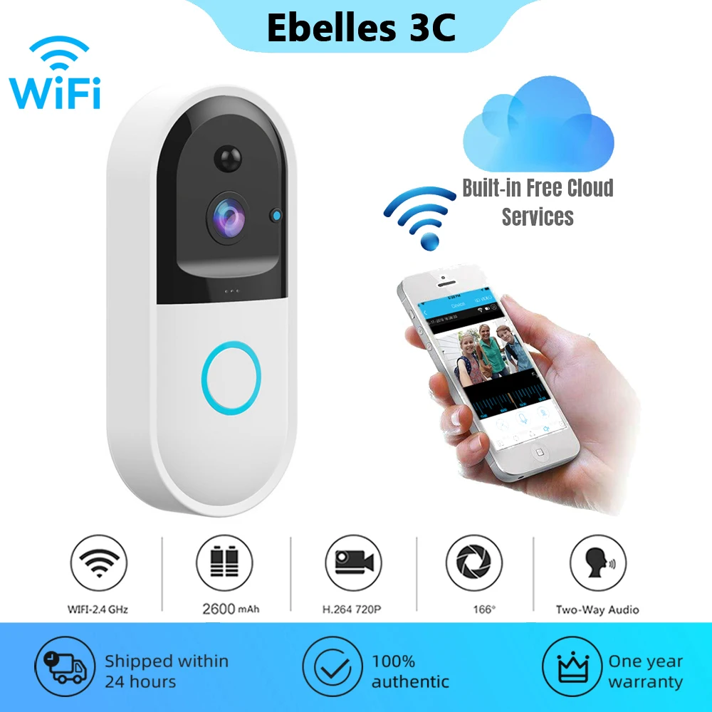 

HD Outdoor Wireless Doorbell Smart Home WiFi Intercom Wireless Doorbell Camera PIR Detector Alarm System Security Protection