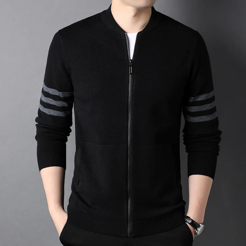 

High End Luxury Brand Knitted Cardigan Coat Men's Autumn New Simple Baseball Suit Autumn Classic Casual Cardigan Sweater