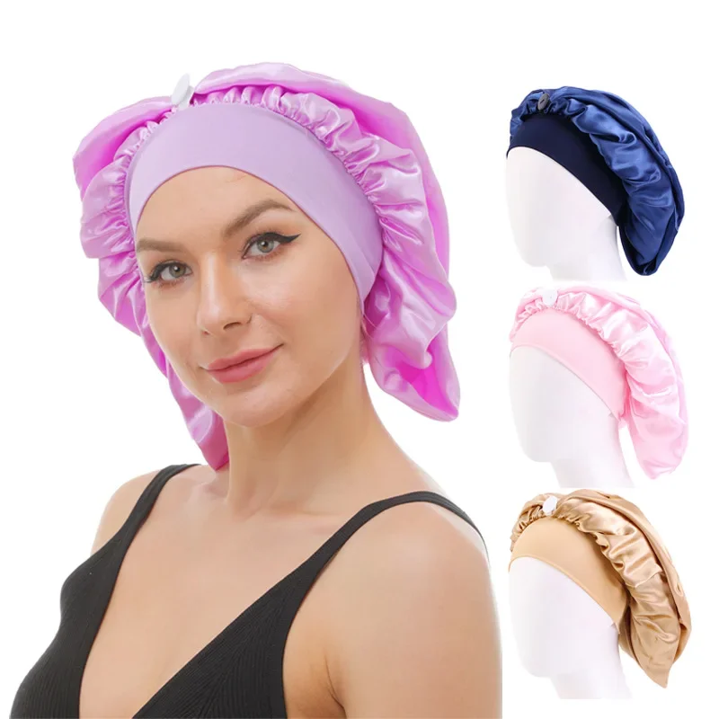 

Extra Large Satin Silky Bonnet Sleep Cap Long Satin Bonnet Cap Night Sleep Hat For For Women Men Unisex Cap Bonnet Satin Wax 1Pc