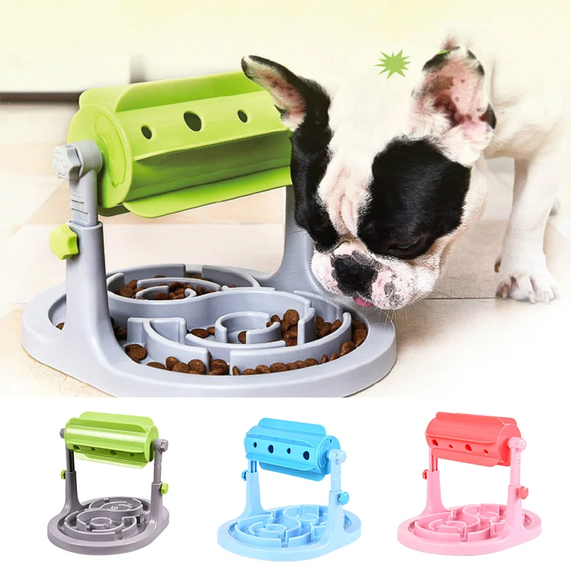 

2022 New Cat and Dog Food Bowl Toys Roller Leak Feeder Slow Feeder Adjustable Pet Food Cutlery Toy Feeder 2 in 1 Pet Supplies
